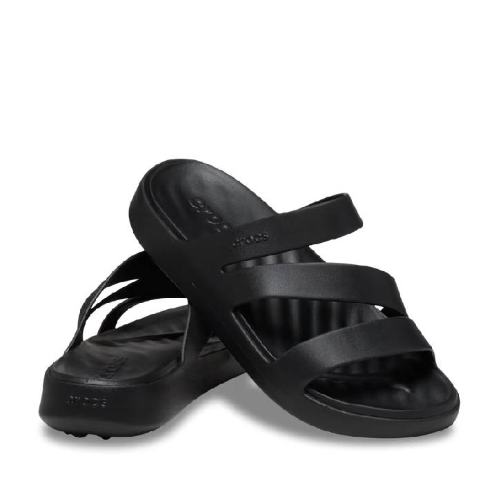 crocs getaway strappy black womens slide