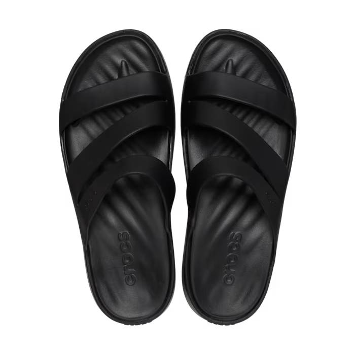 crocs getaway strappy black womens slide