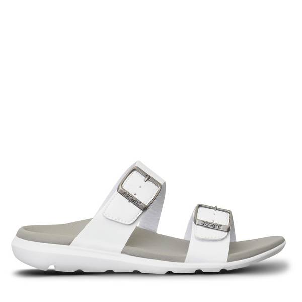 Ascent groove buckle white ladies slide