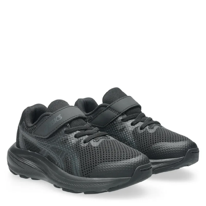 asics contend 10 ps all black kids velcro jogger