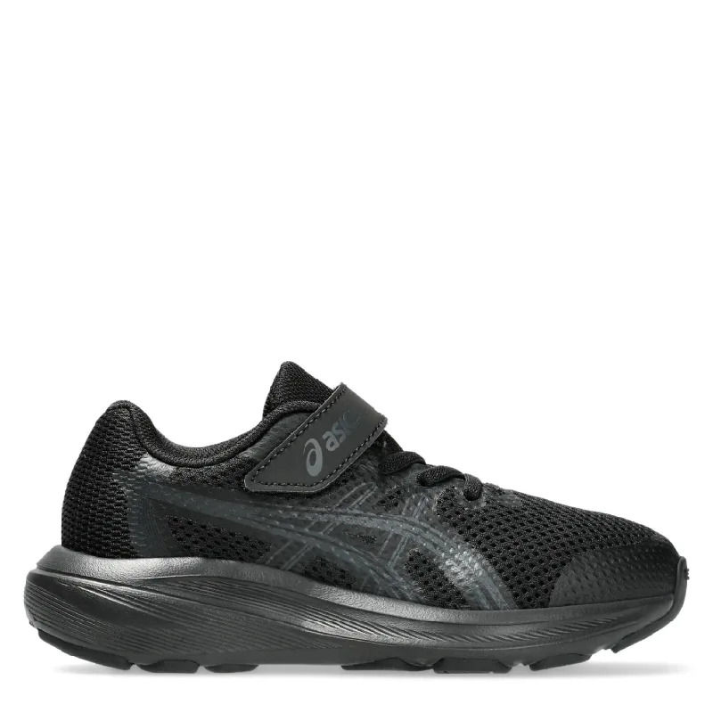 asics contend 10 ps all black kids velcro jogger