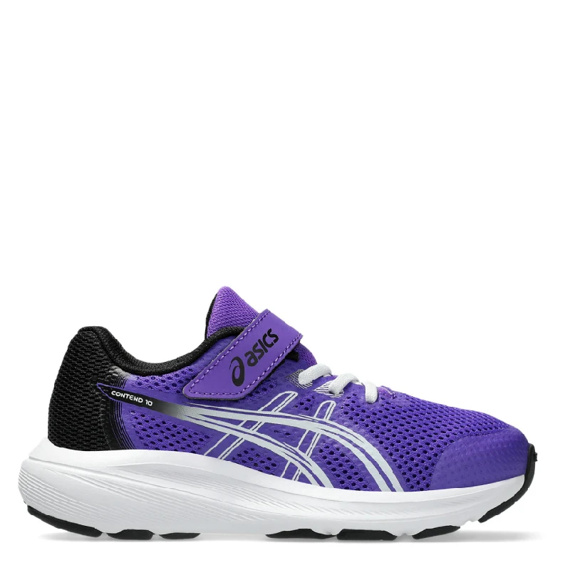 asics contend 10ps kids purple velcro adjustable sneaker
