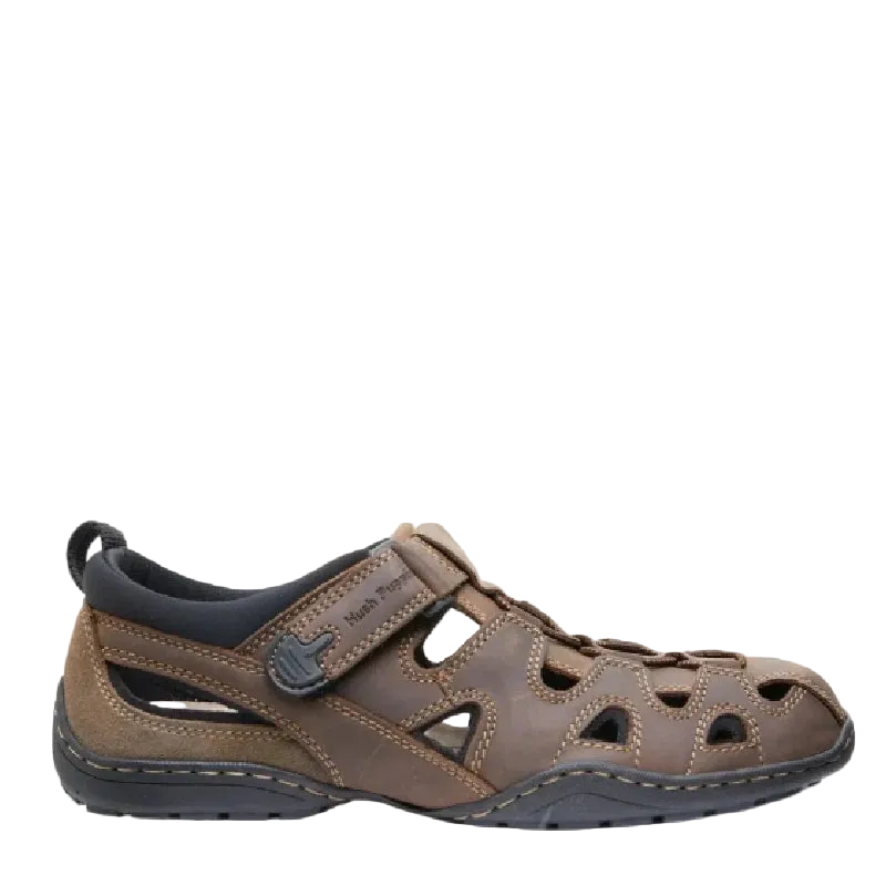 hush puppies sentry brown mens sandal with a closed toe