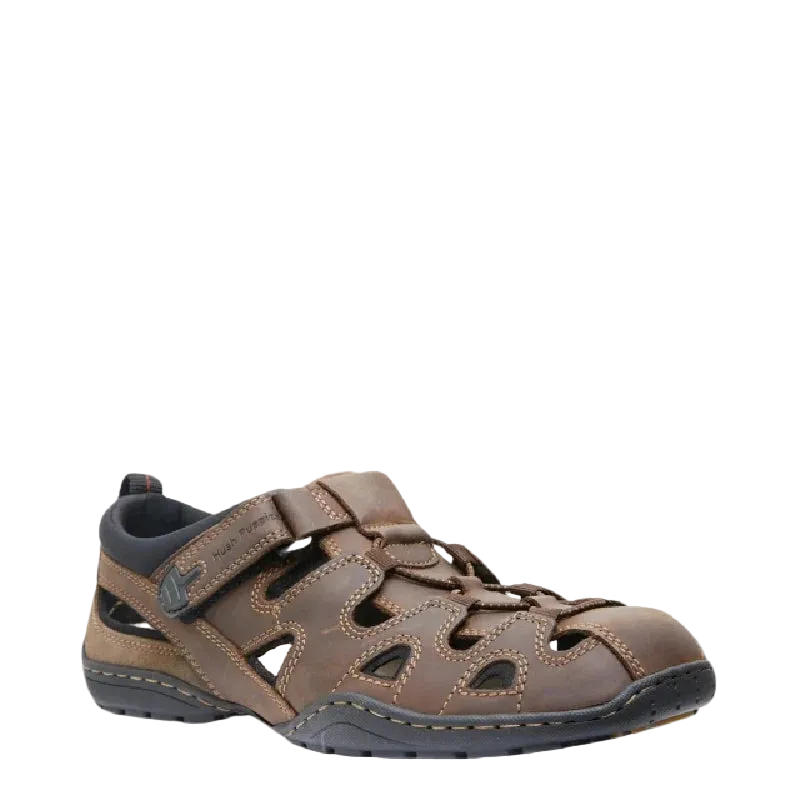 hush puppies sentry brown mens sandal with a closed toe