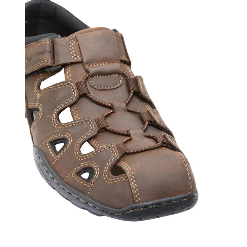 hush puppies sentry brown mens sandal with a closed toe