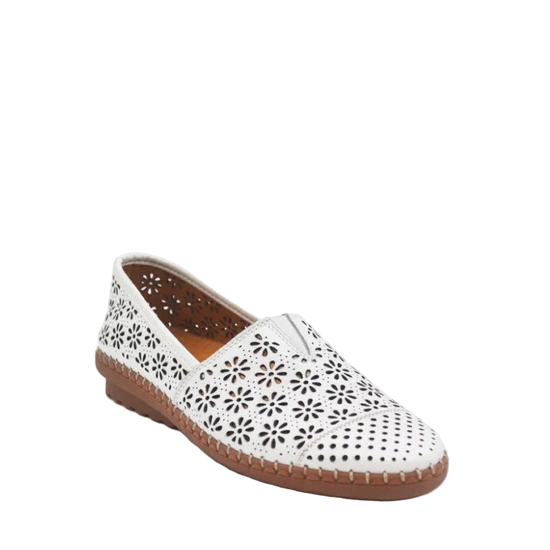 Cabello kylie white slip on leather shoe