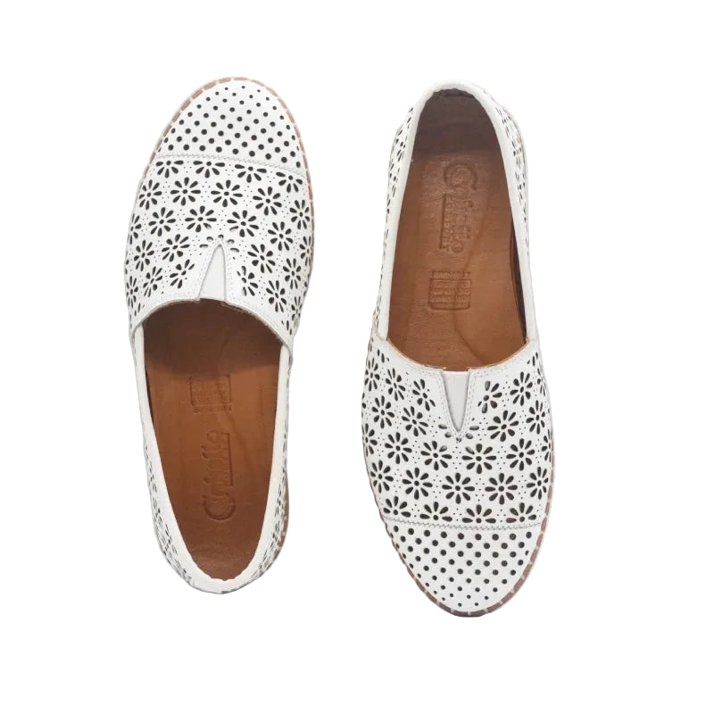 Cabello kylie white slip on leather shoe