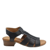 sala josy black leather womens sandal with zip