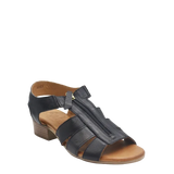 sala josy black leather womens sandal with zip