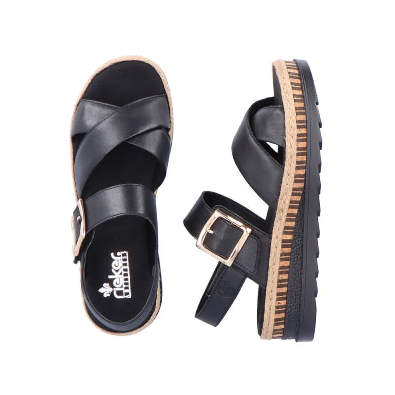 Rieker V7951 Black womens sandal