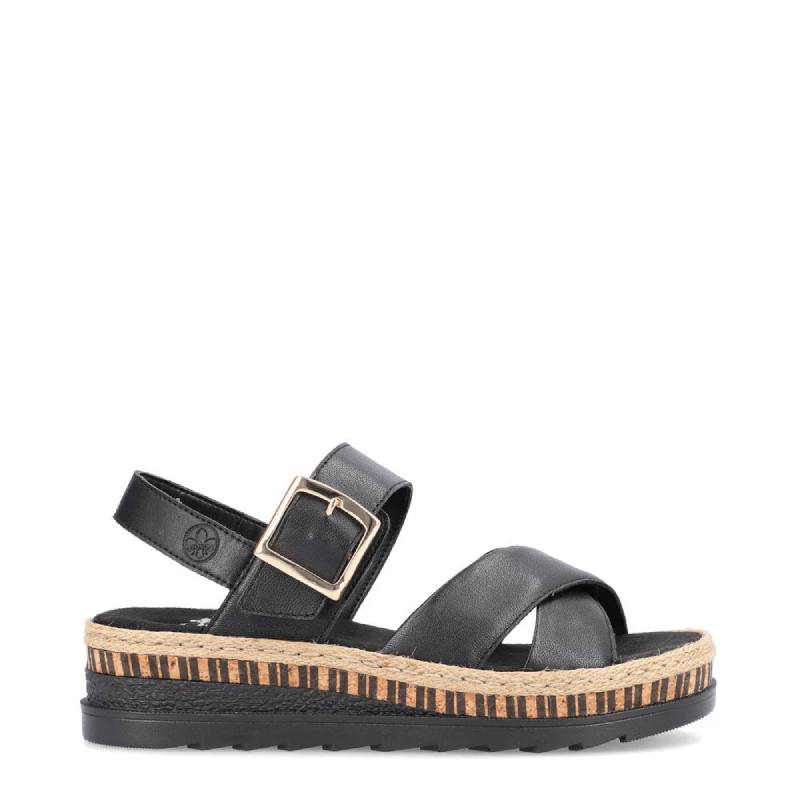 Rieker V7951 Black womens sandal