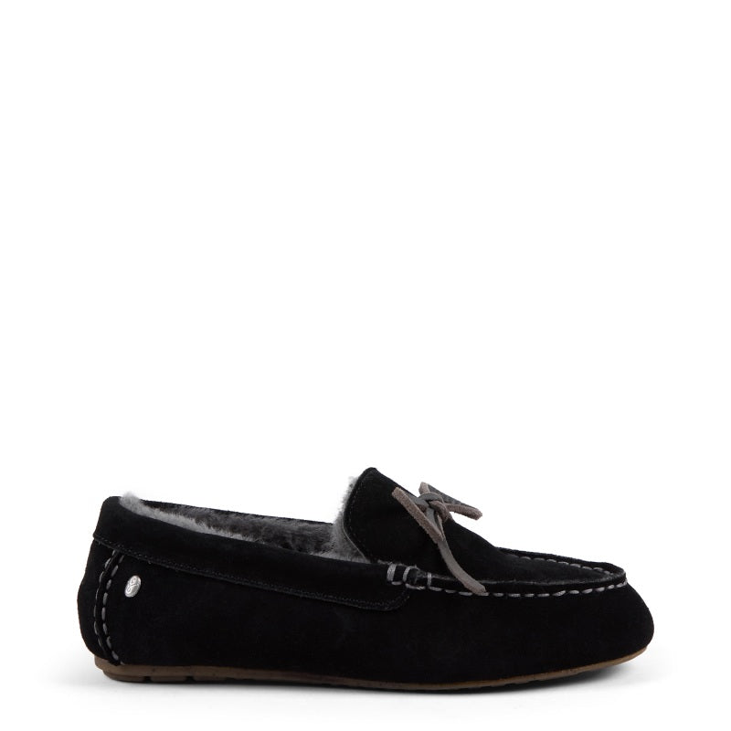 Emu sandrine black womens sheepskin moccasin