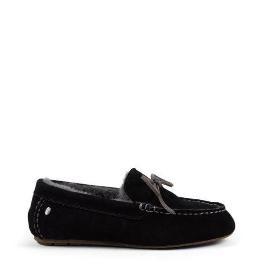Emu sandrine black womens sheepskin moccasin
