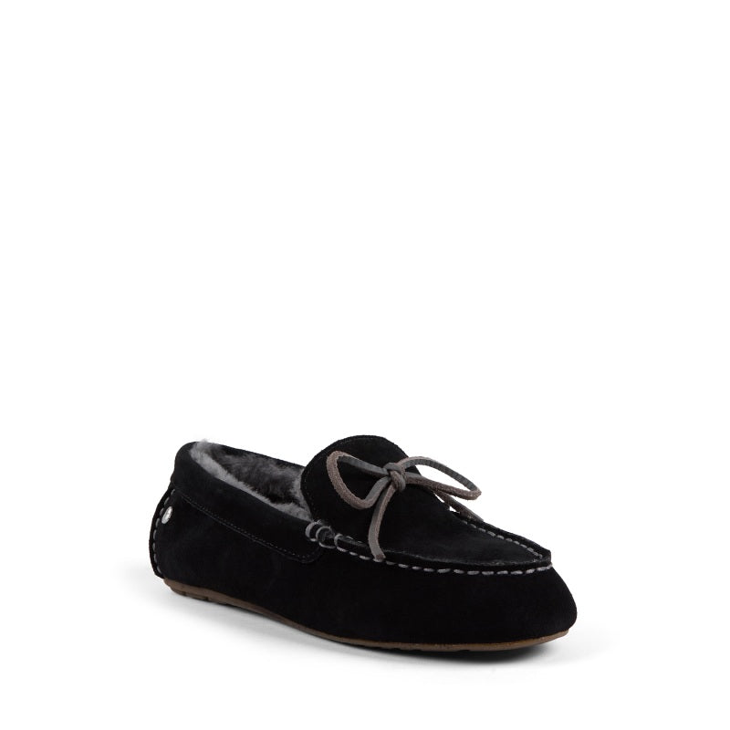 Emu sandrine black womens sheepskin moccasin