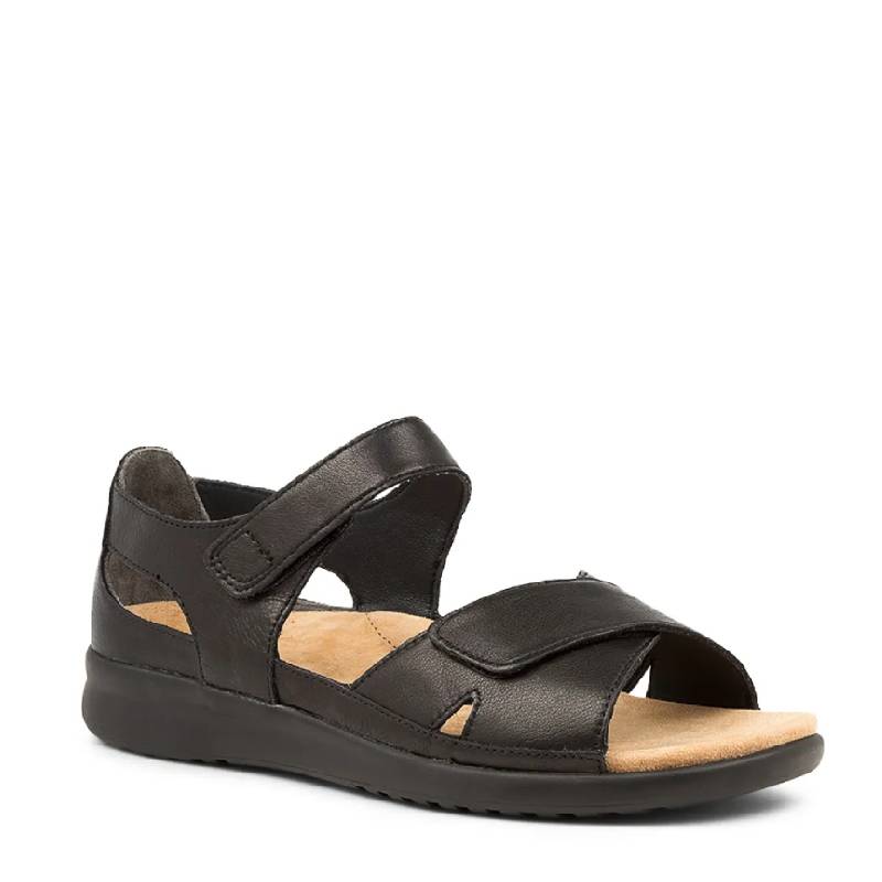 Ziera Bronn black womens adjustable wide fit sandal