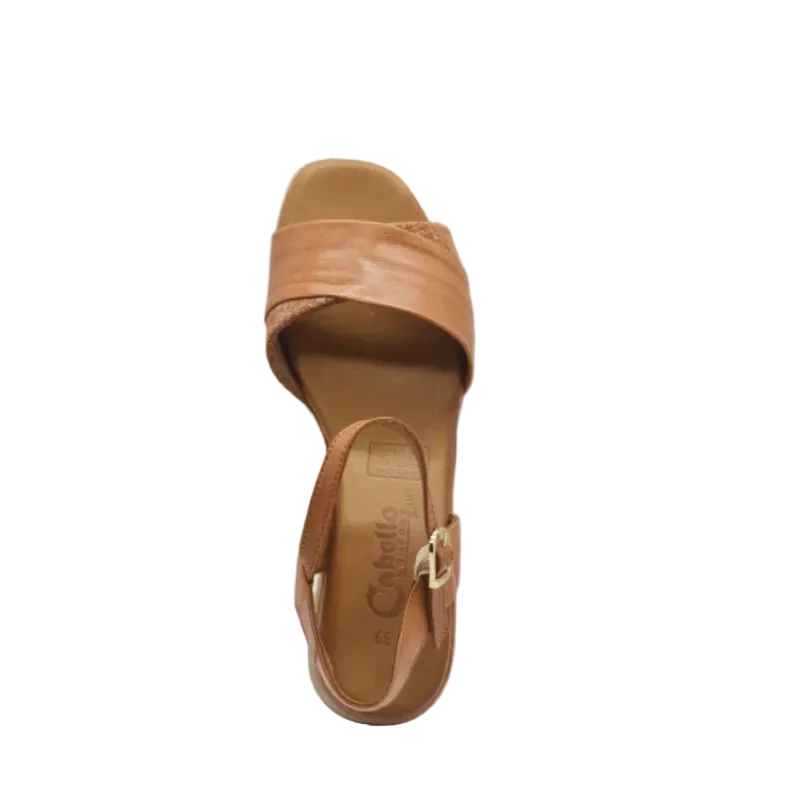 Cabello aven tan womens sandal on a heel