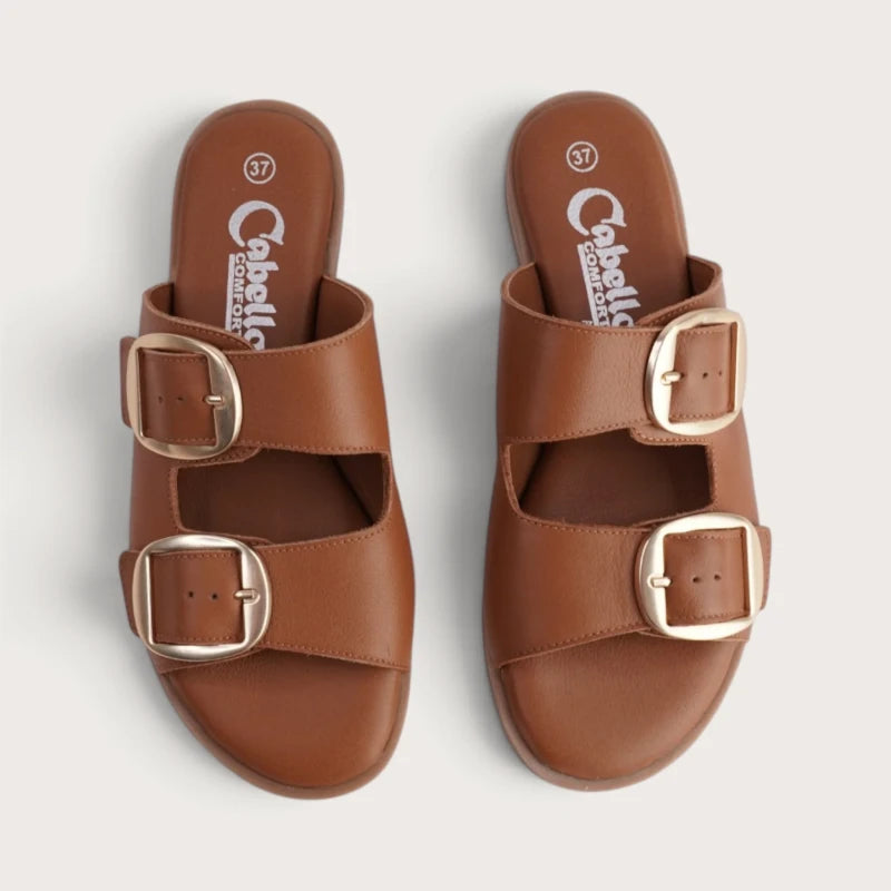 cabello yoyo tan womens slide