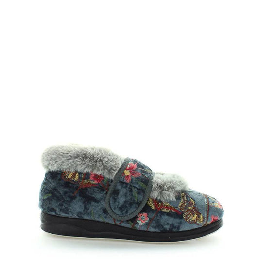 Panda emee grey embroid womens slipper