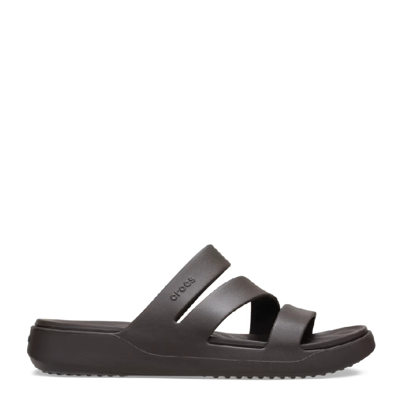 crocs getawy strappy dark cocoa womens slide