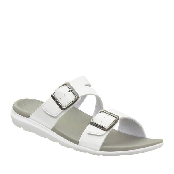 Ascent groove buckle white ladies slide