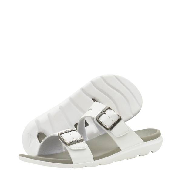Ascent groove buckle white ladies slide