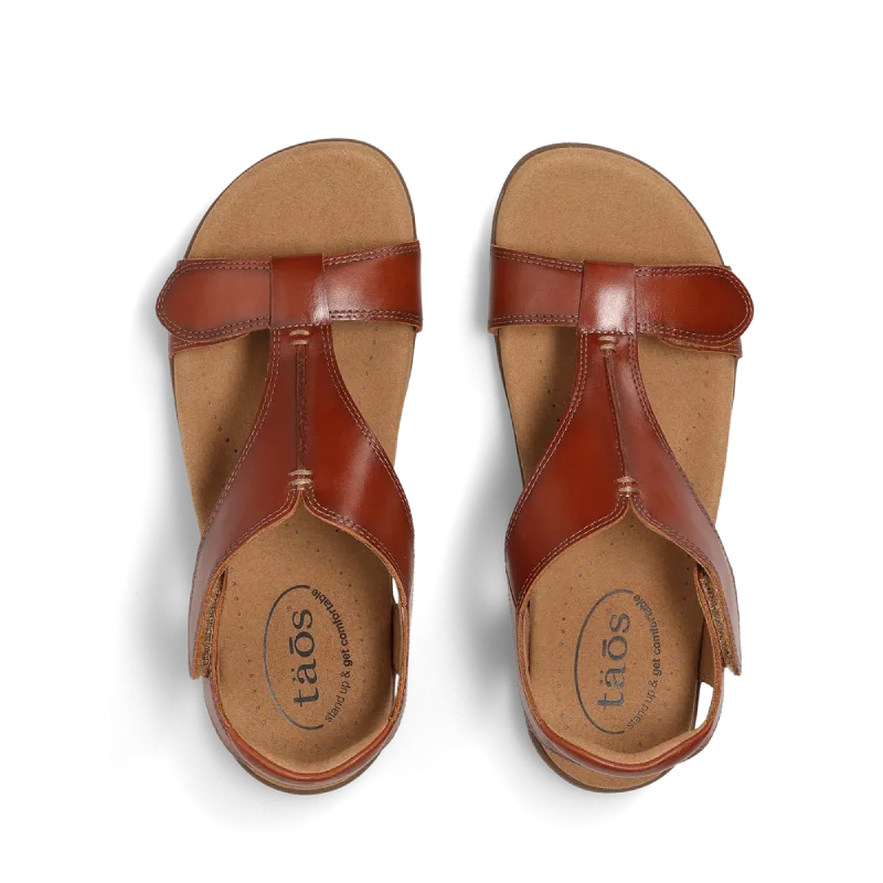 taos the show cognac womens sandal