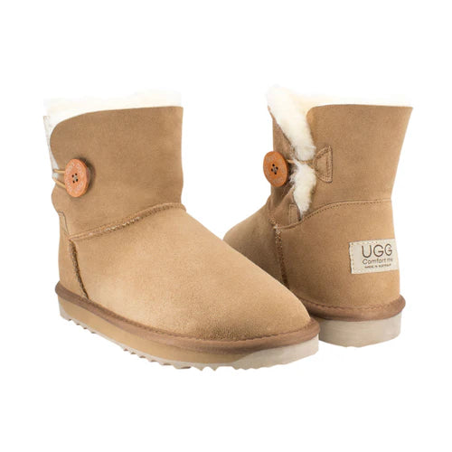 Comfort me ugg ultra short button chestnut slippers